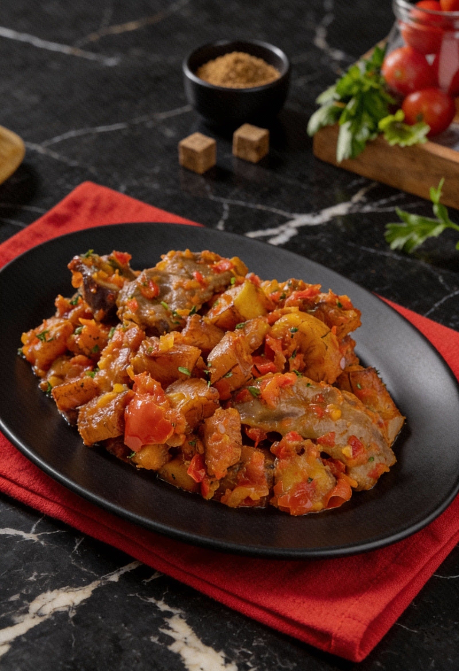 Suya Gizzard & Caramelized Plantain Bites